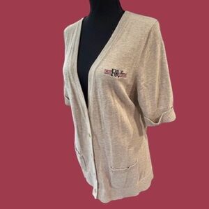 🚐 LAND’S END! VTG RV GREAT OUTDOORS NEUTRAL SHORT SLEEVE CARDIGAN!